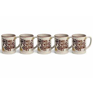 Stoneware Coffee Mugs Set 5 Home Sweet Home Japan Floral Specked